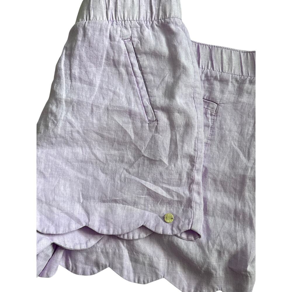 Lilly Pulitzer Brea 4” Linen Scallop Hem Shorts Purple Iris Size XL - Picture 9 of 10